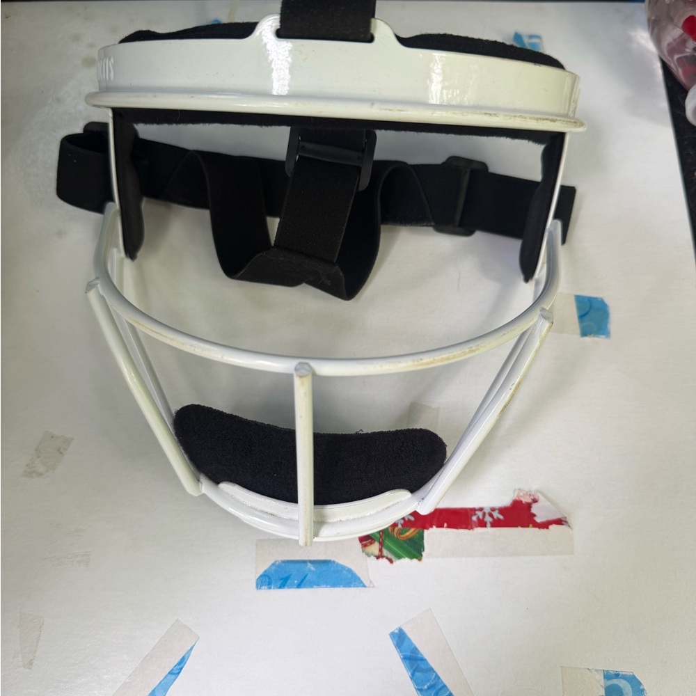 White Face Mask with Cushioned Padding and Adjustable Straps